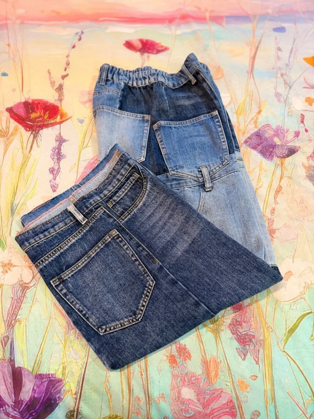 👖✨ OLI & HALI Upside Down Patchwork Jeans – Size M ✨👖